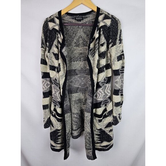 Lucky Brand Women's Cardigan Sweater Size XS Black Gray Open Front Knit Duster - Picture 9 of 9